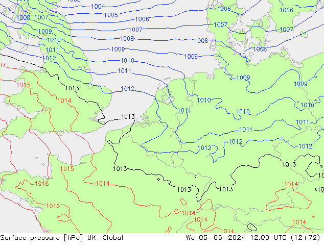 pressão do solo UK-Global Qua 05.06.2024 12 UTC