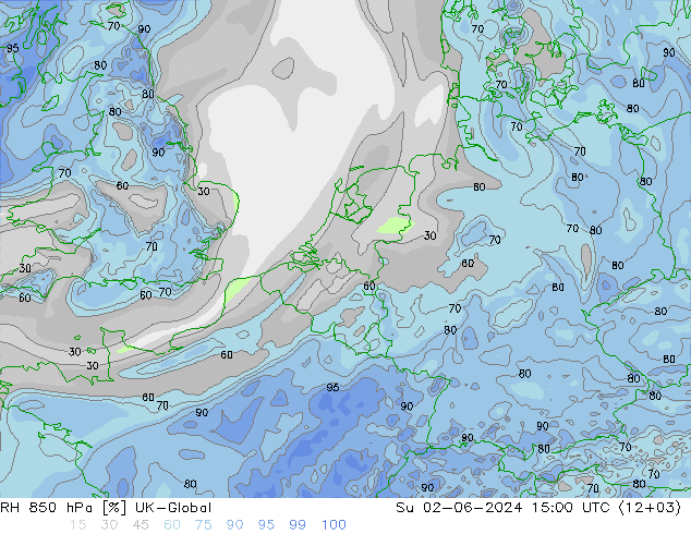 RH 850 hPa UK-Global So 02.06.2024 15 UTC