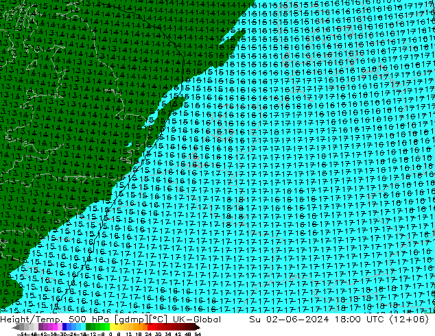 Height/Temp. 500 гПа UK-Global Вс 02.06.2024 18 UTC