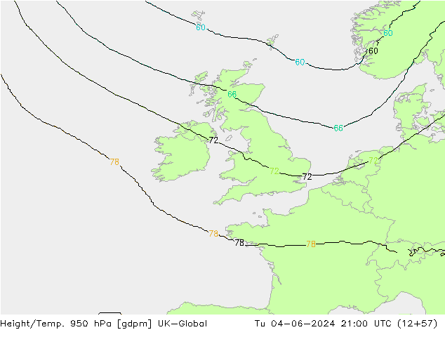 Height/Temp. 950 hPa UK-Global Ter 04.06.2024 21 UTC