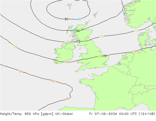 Geop./Temp. 950 hPa UK-Global vie 07.06.2024 00 UTC