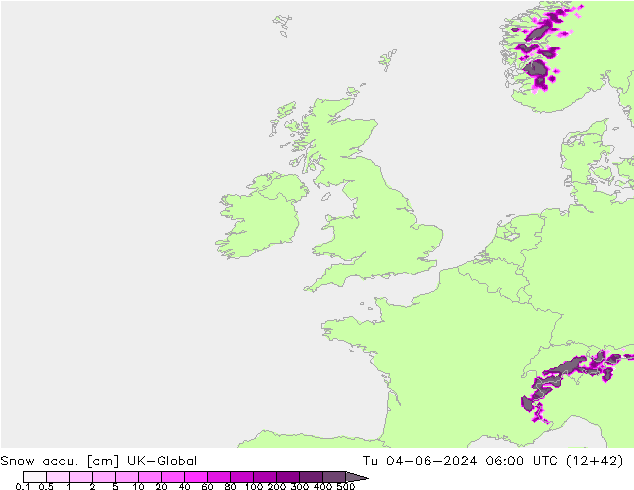 Snow accu. UK-Global Tu 04.06.2024 06 UTC