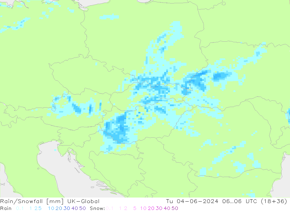 Rain/Snowfall UK-Global Tu 04.06.2024 06 UTC