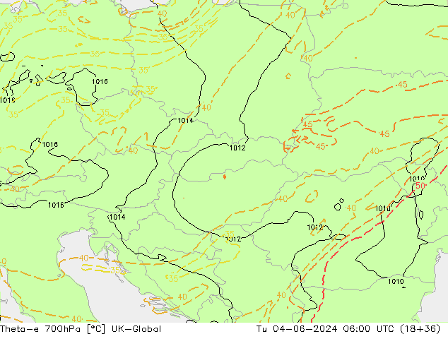 Theta-e 700hPa UK-Global  04.06.2024 06 UTC