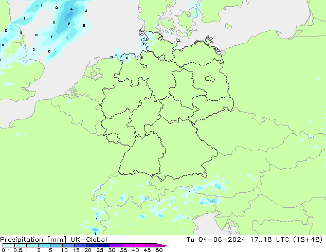 Precipitation UK-Global Tu 04.06.2024 18 UTC