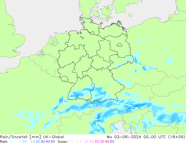 Rain/Snowfall UK-Global Mo 03.06.2024 00 UTC
