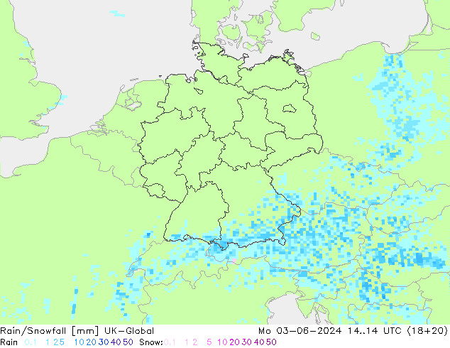 Regen/Schneefall UK-Global Mo 03.06.2024 14 UTC