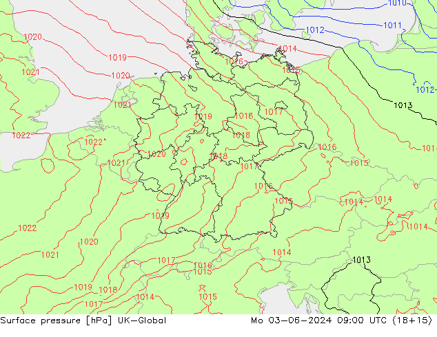 Luchtdruk (Grond) UK-Global ma 03.06.2024 09 UTC