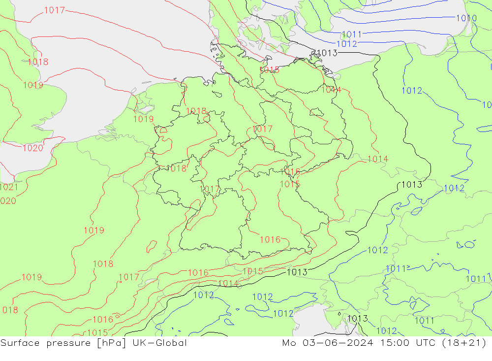 Surface pressure UK-Global Mo 03.06.2024 15 UTC