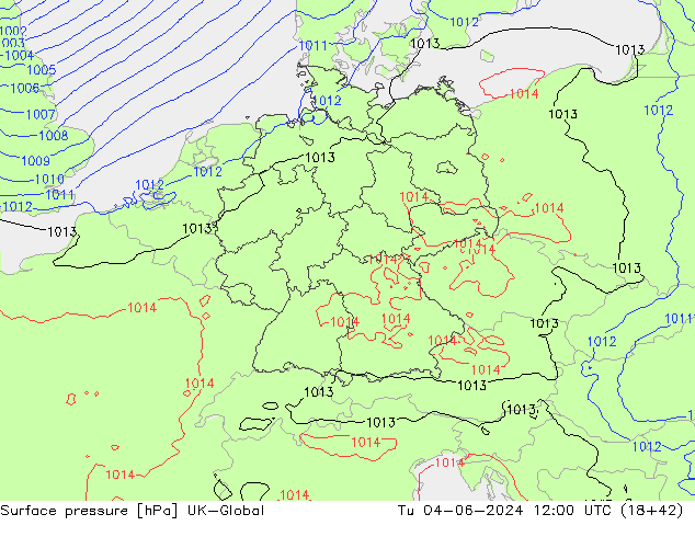 pressão do solo UK-Global Ter 04.06.2024 12 UTC