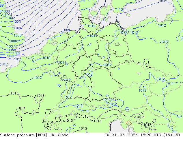 Pressione al suolo UK-Global mar 04.06.2024 15 UTC