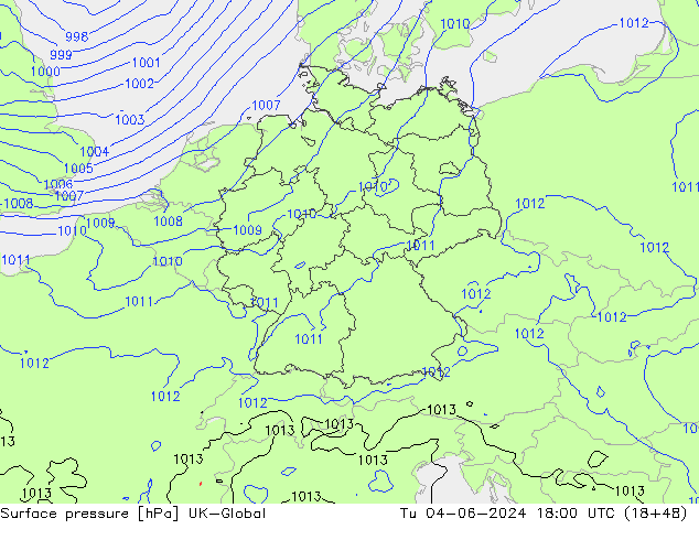 приземное давление UK-Global вт 04.06.2024 18 UTC