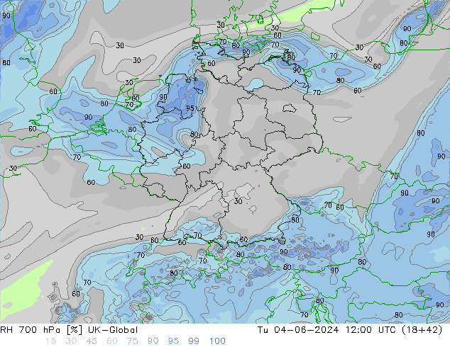 RH 700 hPa UK-Global Tu 04.06.2024 12 UTC