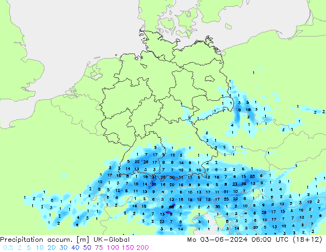 Precipitation accum. UK-Global Seg 03.06.2024 06 UTC