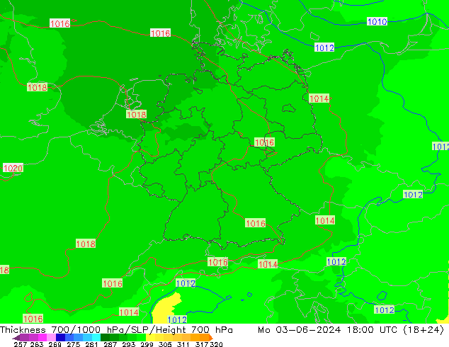 700-1000 hPa Kalınlığı UK-Global Pzt 03.06.2024 18 UTC