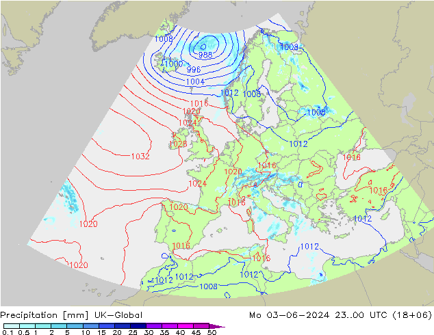 降水 UK-Global 星期一 03.06.2024 00 UTC