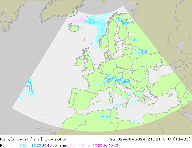 Rain/Snowfall UK-Global Ne 02.06.2024 21 UTC