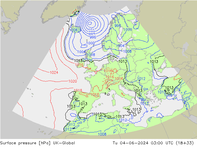 Luchtdruk (Grond) UK-Global di 04.06.2024 03 UTC