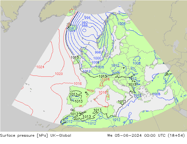 Yer basıncı UK-Global Çar 05.06.2024 00 UTC