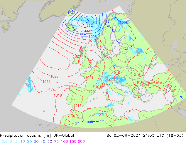 Précipitation accum. UK-Global dim 02.06.2024 21 UTC