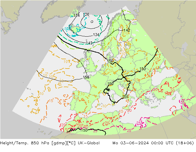 Height/Temp. 850 hPa UK-Global Mo 03.06.2024 00 UTC
