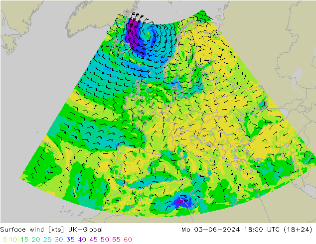 风 10 米 UK-Global 星期一 03.06.2024 18 UTC