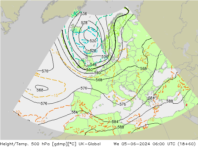 Géop./Temp. 500 hPa UK-Global mer 05.06.2024 06 UTC