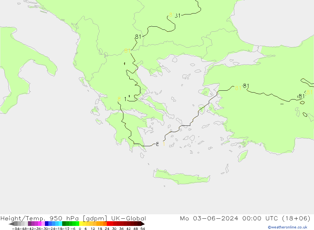 Height/Temp. 950 hPa UK-Global Po 03.06.2024 00 UTC