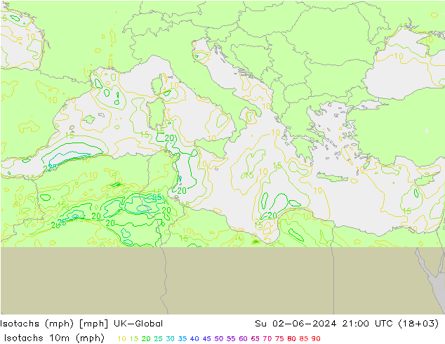 Isotachs (mph) UK-Global Ne 02.06.2024 21 UTC