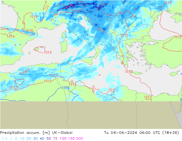 Precipitation accum. UK-Global  04.06.2024 06 UTC