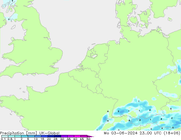 Srážky UK-Global Po 03.06.2024 00 UTC