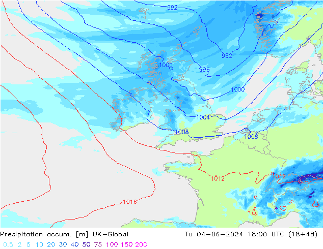 Totale neerslag UK-Global di 04.06.2024 18 UTC