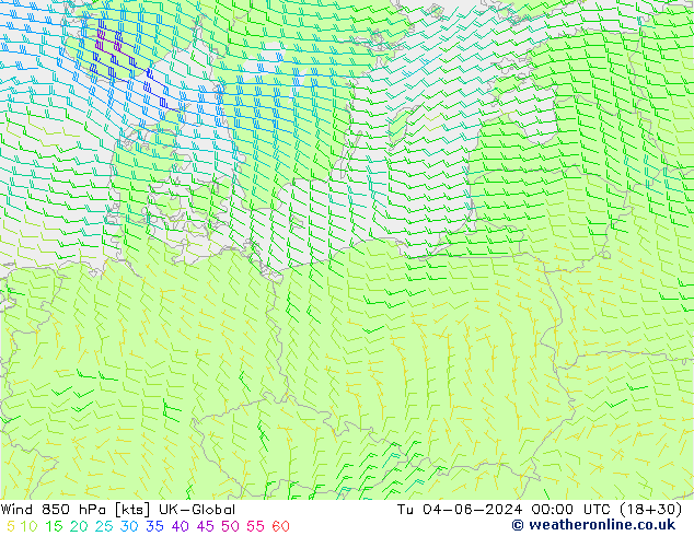 Vento 850 hPa UK-Global Ter 04.06.2024 00 UTC