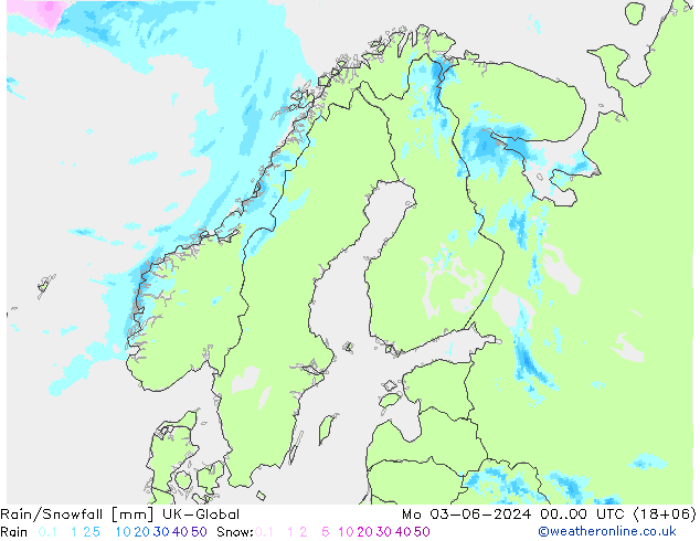 Regen/Schneefall UK-Global Mo 03.06.2024 00 UTC