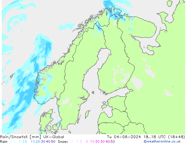 Rain/Snowfall UK-Global mar 04.06.2024 18 UTC