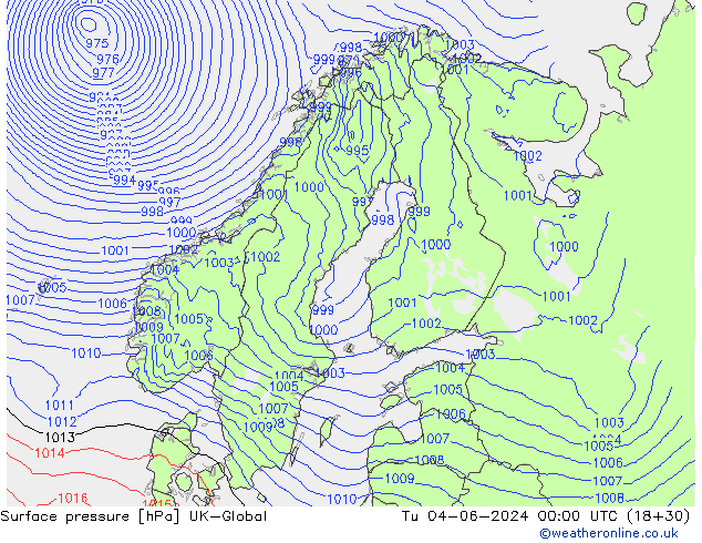 pression de l'air UK-Global mar 04.06.2024 00 UTC