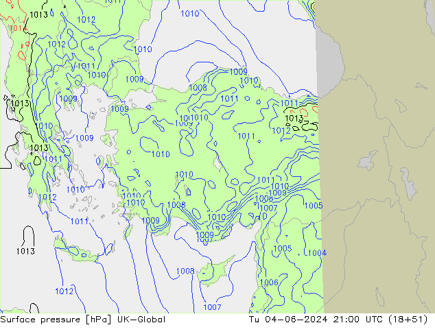 приземное давление UK-Global вт 04.06.2024 21 UTC