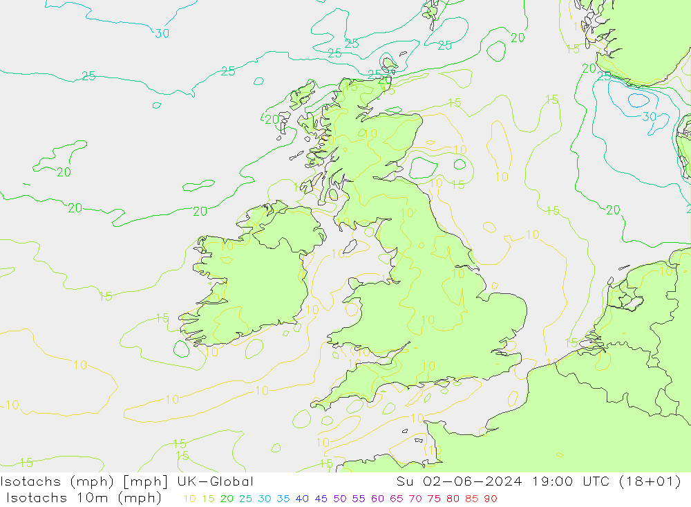 Isotachs (mph) UK-Global Su 02.06.2024 19 UTC
