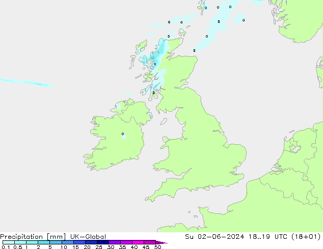 Precipitación UK-Global dom 02.06.2024 19 UTC