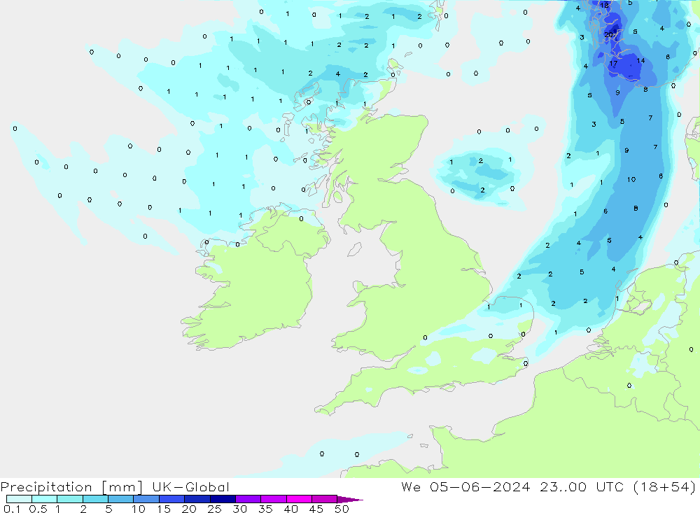 Precipitazione UK-Global mer 05.06.2024 00 UTC
