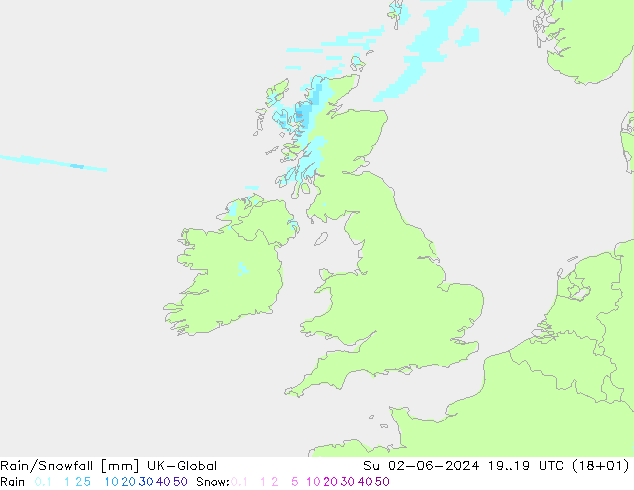 Rain/Snowfall UK-Global Paz 02.06.2024 19 UTC