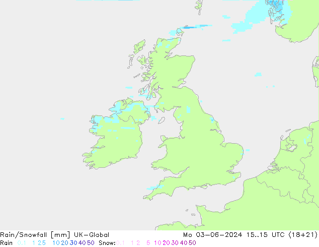 Rain/Snowfall UK-Global пн 03.06.2024 15 UTC