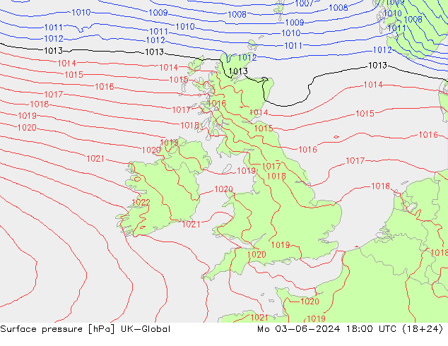 pressão do solo UK-Global Seg 03.06.2024 18 UTC