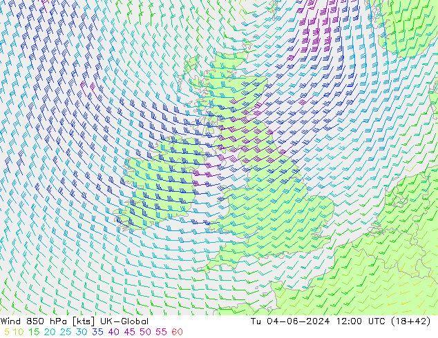Wind 850 hPa UK-Global di 04.06.2024 12 UTC