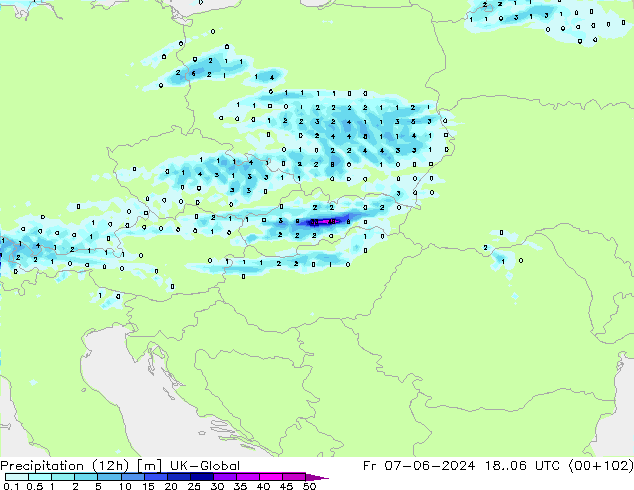 Precipitación (12h) UK-Global vie 07.06.2024 06 UTC