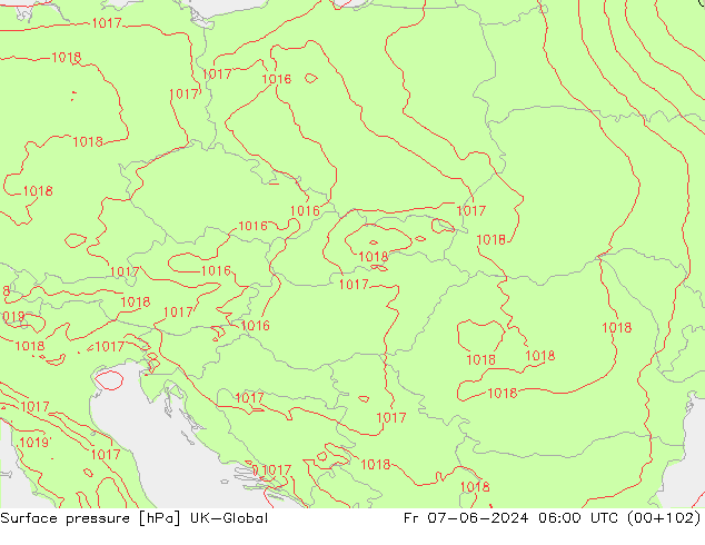 Presión superficial UK-Global vie 07.06.2024 06 UTC