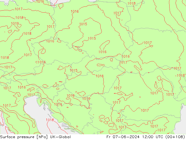 Surface pressure UK-Global Fr 07.06.2024 12 UTC