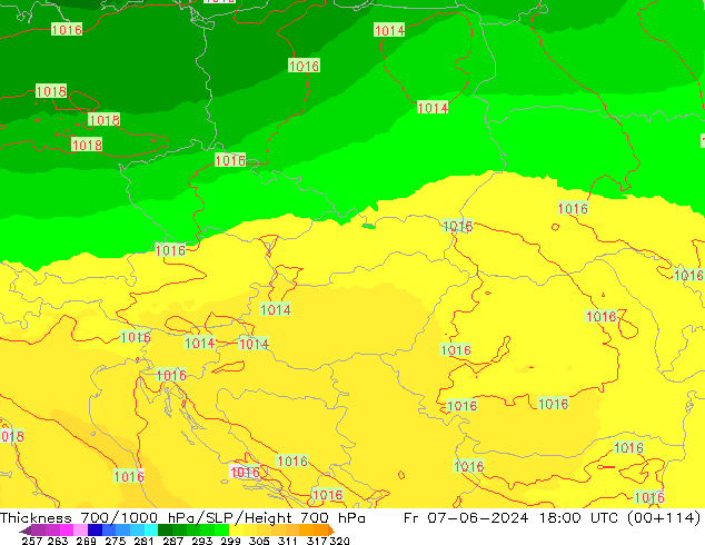 Thck 700-1000 hPa UK-Global Fr 07.06.2024 18 UTC