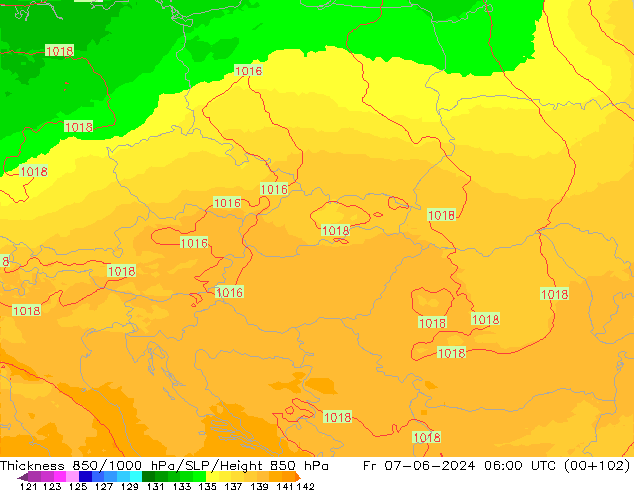 Thck 850-1000 hPa UK-Global Pá 07.06.2024 06 UTC