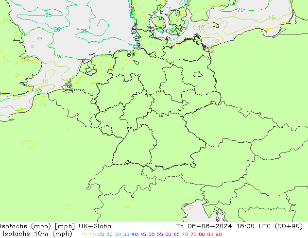 Izotacha (mph) UK-Global czw. 06.06.2024 18 UTC